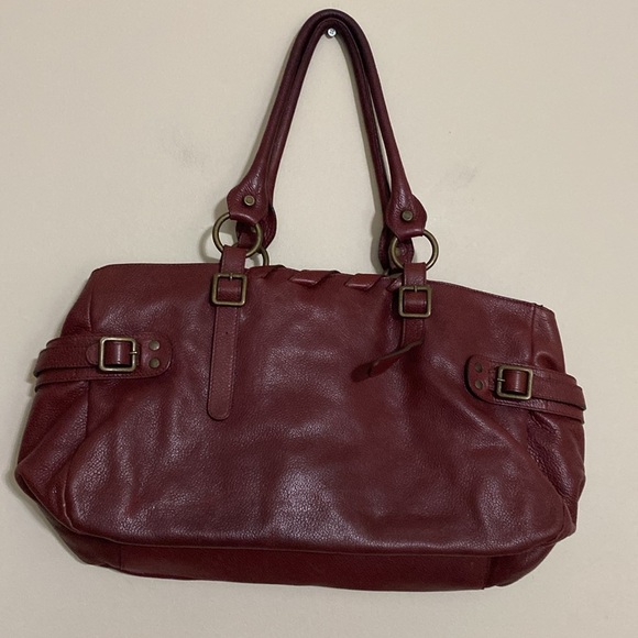 Plinio Visona Elegant Burgundy Leather Tote Bag women Large boho Y2K avant-garde - Picture 3 of 15